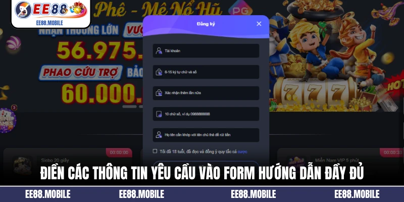 Điền các thông tin yêu cầu vào form hướng dẫn đầy đủ